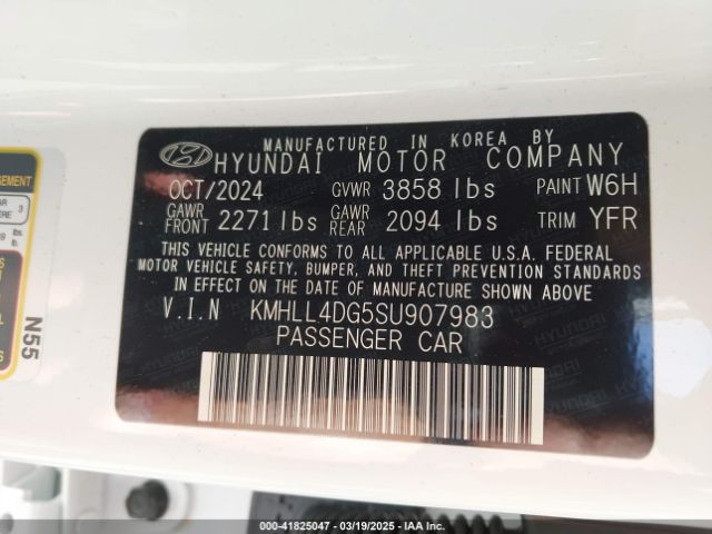KMHLL4DG5SU907983 Hyundai ELANTRA SE