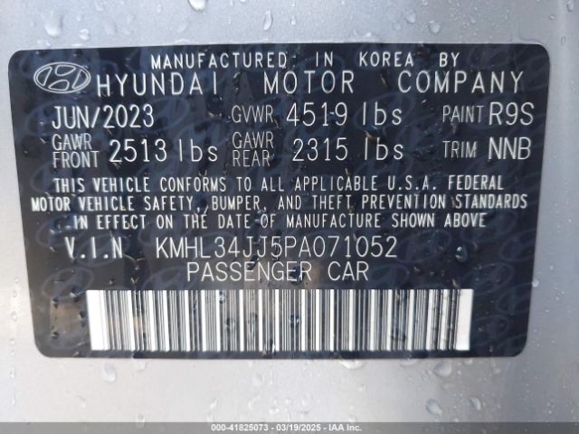KMHL34JJ5PA071052 Hyundai Sonata Hybrid Sel
