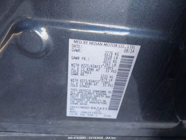 5N1AT2MK0EC867435 Nissan ROGUE S