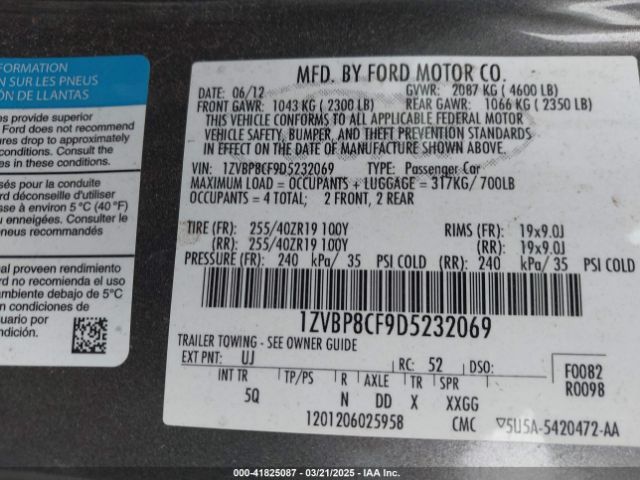 2013 FORD MUSTANG 1ZVBP8CF9D5232069 Photo 8