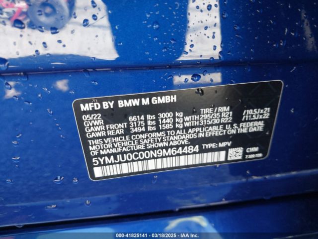 5YMJU0C00N9M64484 BMW X5 M/m Competition