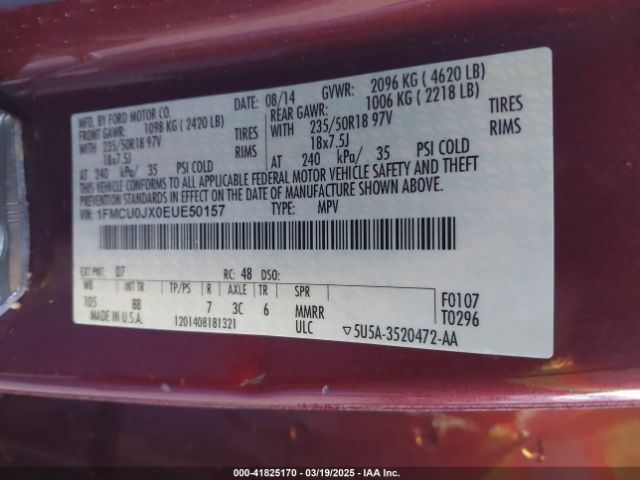 1FMCU0JX0EUE50157 Ford Escape Titanium