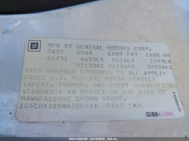 1992 CADILLAC DEVILLE 1G6CD53B5N4206641 Photo 8