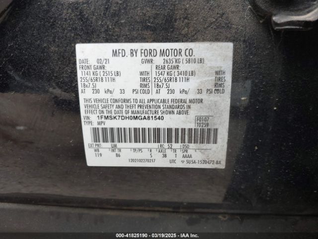 2021 FORD EXPLORER 1FMSK7DH0MGA81540 Photo 8