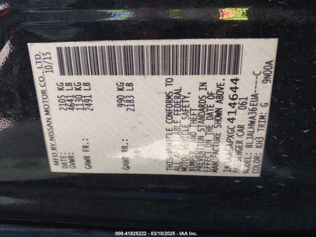 1N4AA6APXGC414644 Nissan Maxima 3.5 Platinum