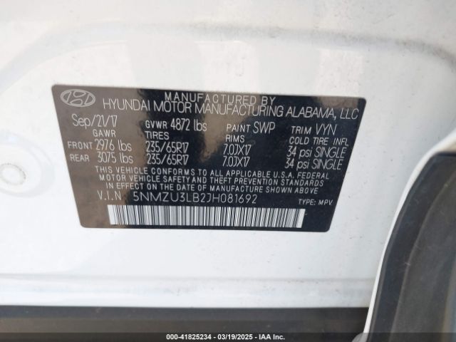 5NMZU3LB2JH081692 Hyundai Santa Fe Sport 2.4l