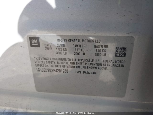 1G1JE5SB2F4201930 Chevrolet Sonic Ltz Auto