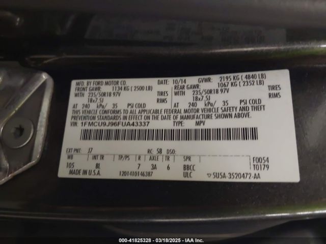 1FMCU9J96FUA43337 Ford Escape Titanium