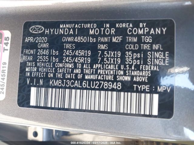 KM8J3CAL6LU278948 Hyundai Tucson Sport