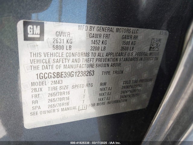 1GCGSBE39G1238263 Chevrolet Colorado Wt