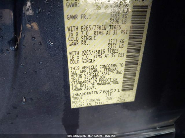 1N6AD0EV7EN769521 Nissan Frontier Pro-4x