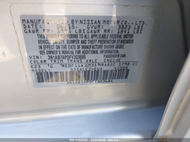 3N1AB7AP0FY303686 Nissan SENTRA S