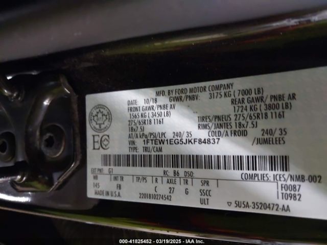 1FTEW1EG5JKF84837 Ford F-150 Xlt