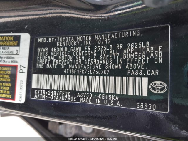 4T1BF1FK7EU750707 Toyota CAMRY SE