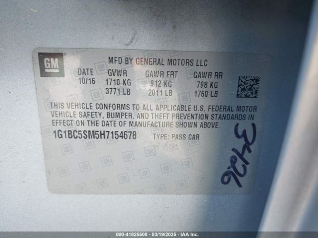 2017 CHEVROLET CRUZE 1G1BC5SM5H7154678 Photo 8
