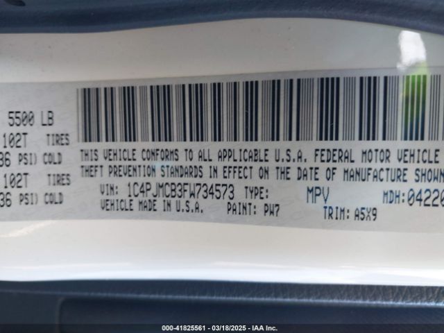 1C4PJMCB3FW734573 Jeep Cherokee Latitude