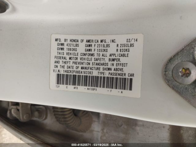 1HGCR2F86EA163363 Honda Accord Ex-l