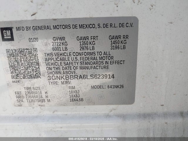3GNKBBRA6LS623914 Chevrolet Blazer Fwd 1lt