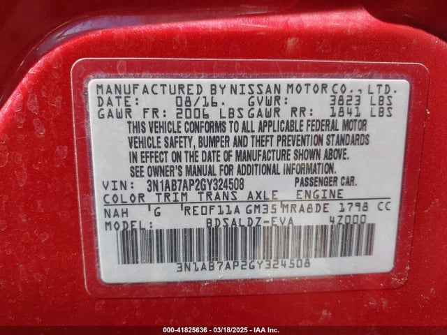Nissan SENTRA SV 2016 3N1AB7AP2GY324508 Image 9