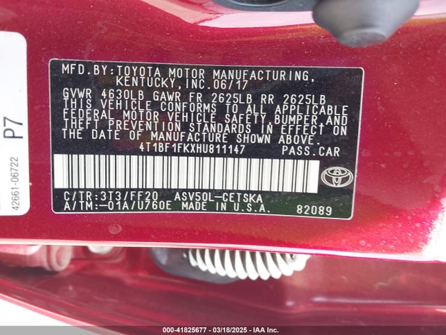 4T1BF1FKXHU811147 Toyota CAMRY SE