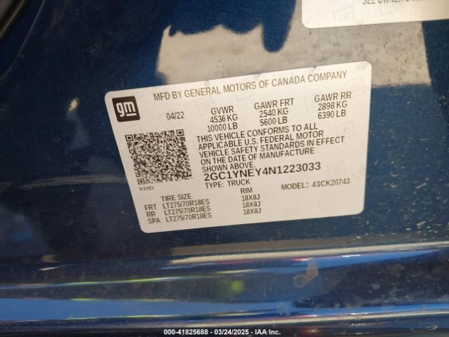 2GC1YNEY4N1223033 Chevrolet Silverado 2500hd 4wd  Standard Bed Lt