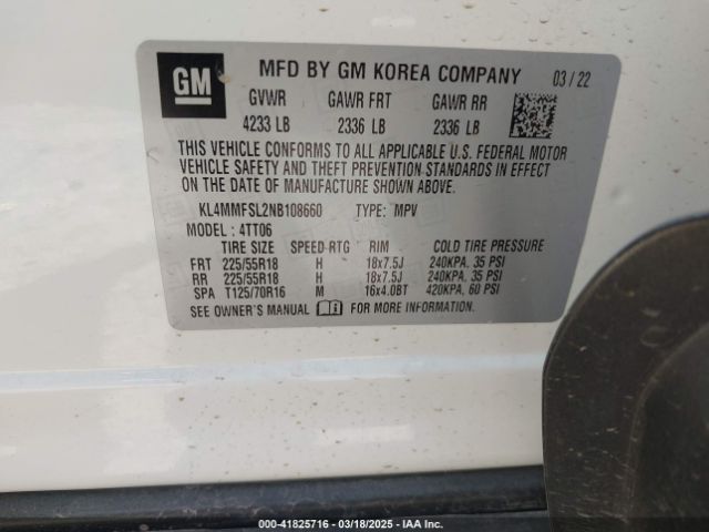 KL4MMFSL2NB108660 Buick Encore Gx Fwd Essence