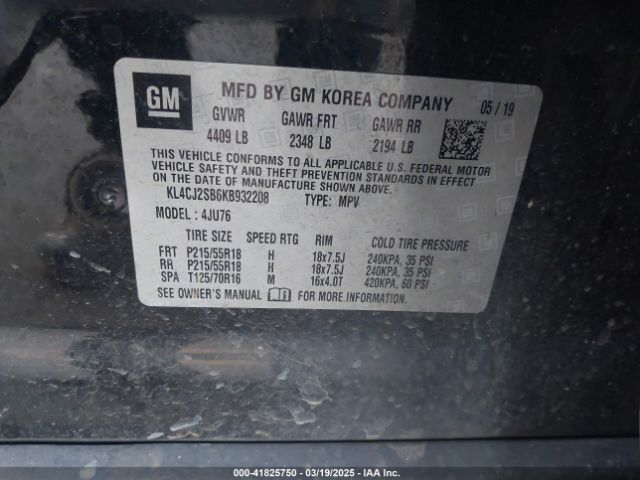 KL4CJ2SB6KB932208 Buick Encore Awd Sport Touring