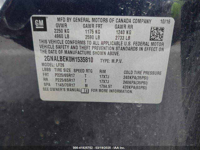2GNALBEK0H1535810 Chevrolet EQUINOX LS