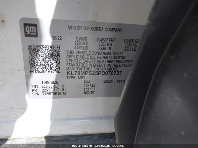 KL79MPS25PB070737 Chevrolet Trailblazer Fwd Lt
