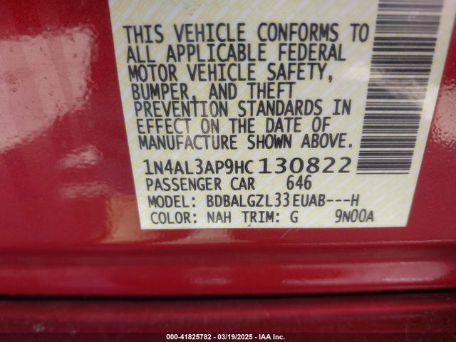1N4AL3AP9HC130822 Nissan Altima 2.5 S