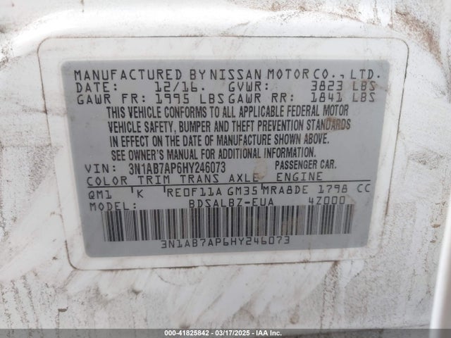 Nissan SENTRA S 2017 3N1AB7AP6HY246073 Image 9