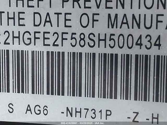 2HGFE2F58SH500434 Honda Civic Sport
