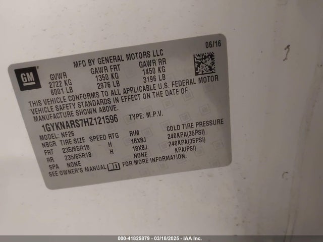 2017 CADILLAC XT5 1GYKNARS7HZ121596 Photo 8