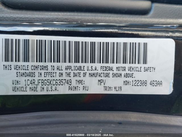 1C4RJFBG5KC635749 Jeep Grand Cherokee Limited X 4x4