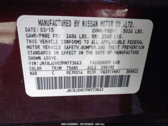 JN1BJ0HR7FM773643 Infiniti Qx50 Journey