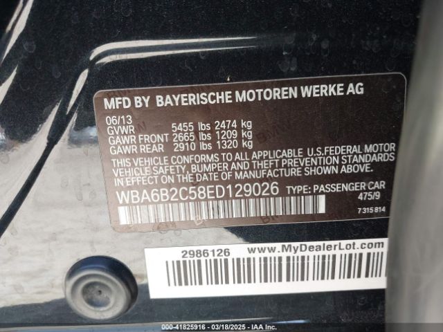WBA6B2C58ED129026 BMW 650i Gran Coupe