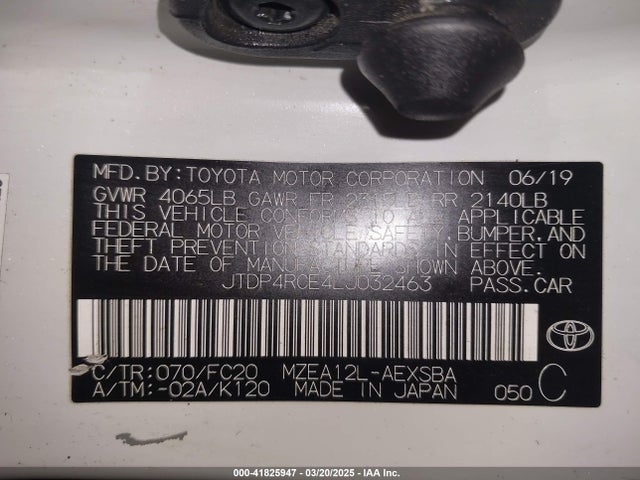 JTDP4RCE4LJ032463 Toyota COROLLA SE