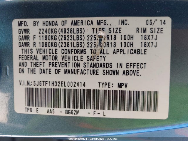 5J6TF1H32EL002414 Honda Crosstour Ex V6