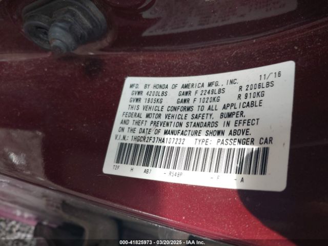 1HGCR2F37HA107232 Honda ACCORD LX