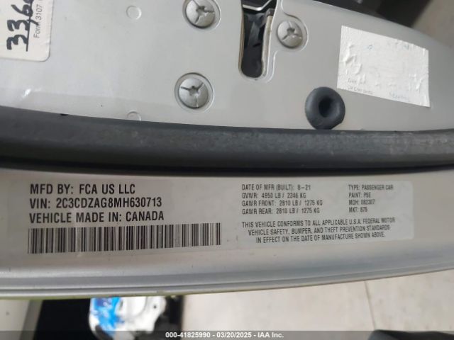 2C3CDZAG8MH630713 Dodge Challenger Sxt