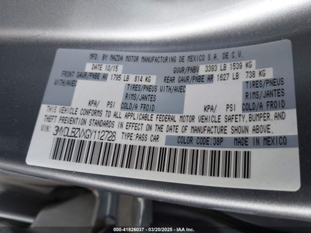 3MYDLBZVXGY112728 Scion IA
