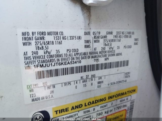1FMJU1JT6KEA53410 Ford Expedition Xlt