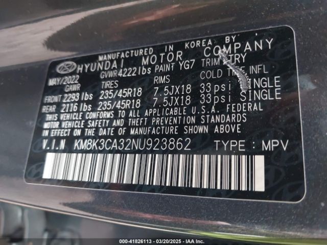 KM8K3CA32NU923862 Hyundai Kona N Line