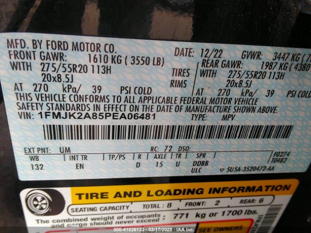 1FMJK2A85PEA06481 Ford Expedition Limited Max