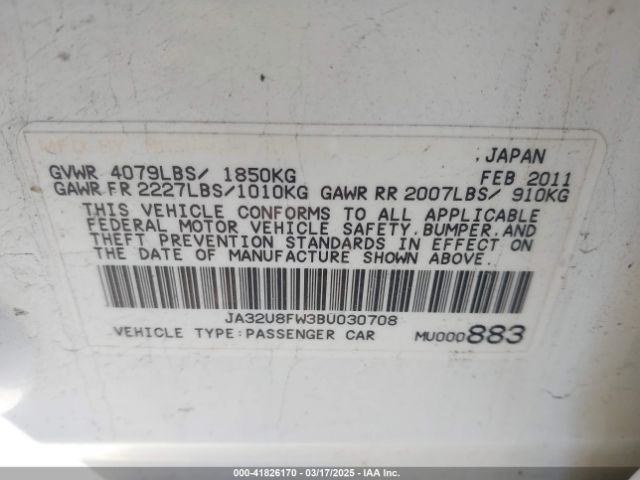 2011 MITSUBISHI LANCER JA32U8FW3BU030708 Photo 8