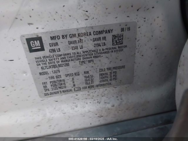 KL7CJKSB5LB021260 Chevrolet Trax Fwd Ls