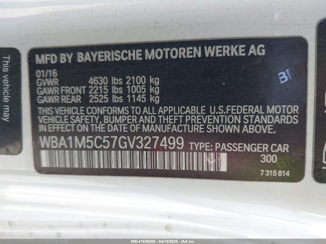 WBA1M5C57GV327499 BMW 2016