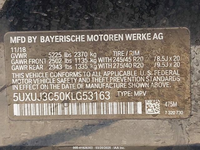 5UXUJ3C50KLG53163 BMW X4 Xdrive30i