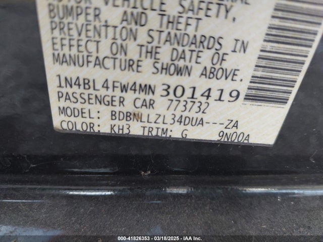 1N4BL4FW4MN301419 Nissan Altima Platinum Intelligent Awd