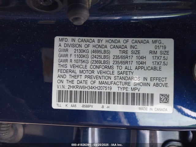 2HKRW6H34KH207519 Honda CR-V LX